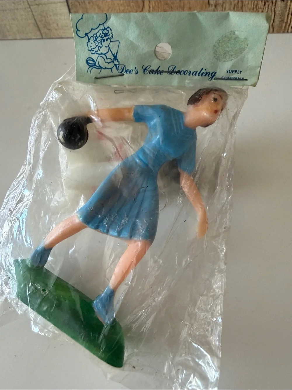 Vintage Lady Bowler Cake Topper with Bowling Pins